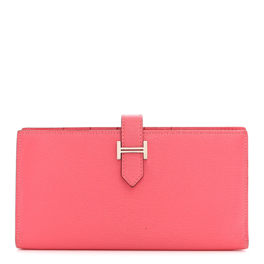 Chèvre Mysore Bearn Gusset Wallet Rose Lipstick