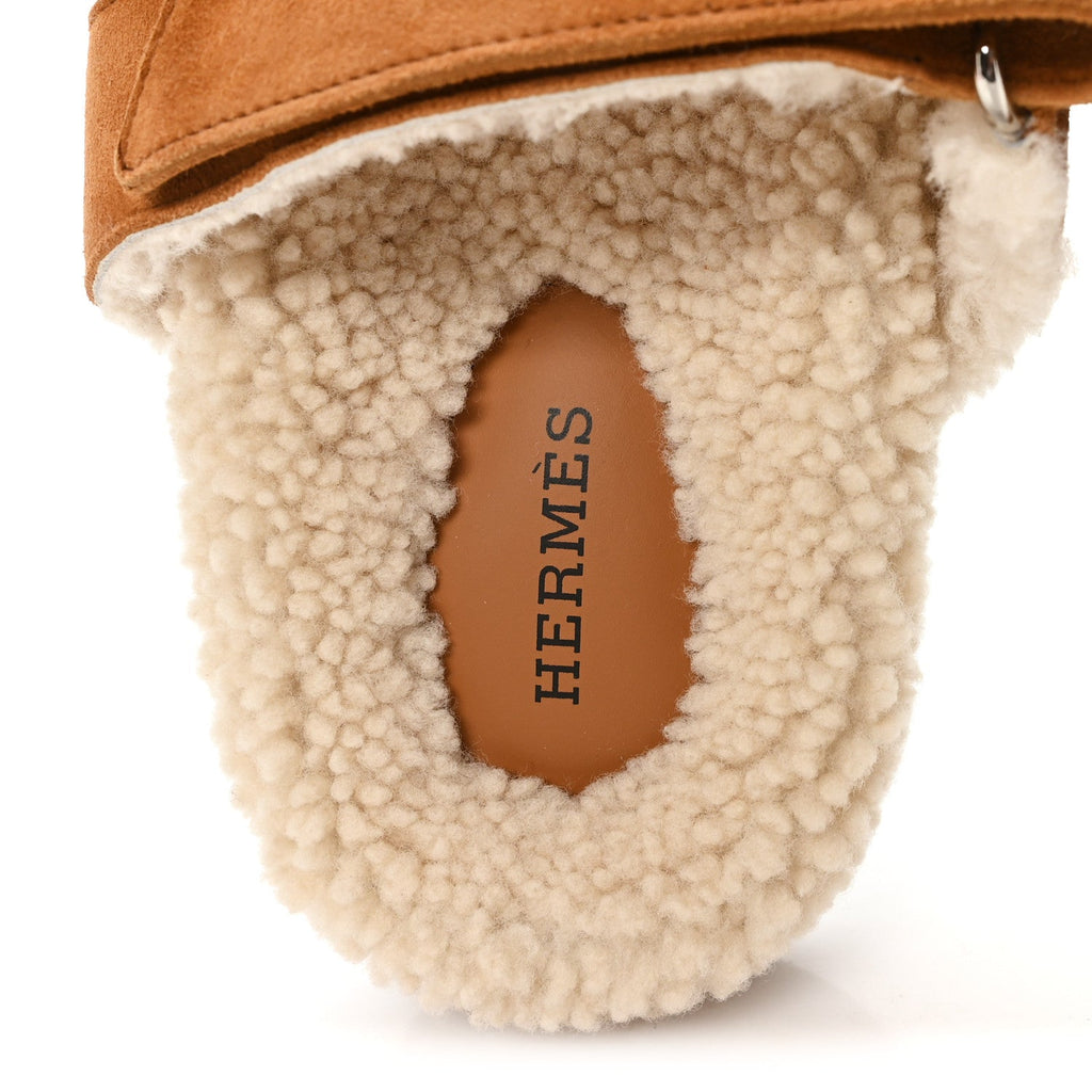 Suede Goatskin Woolskin Womens Chypre Sandals 36.5 Naturel Ecru