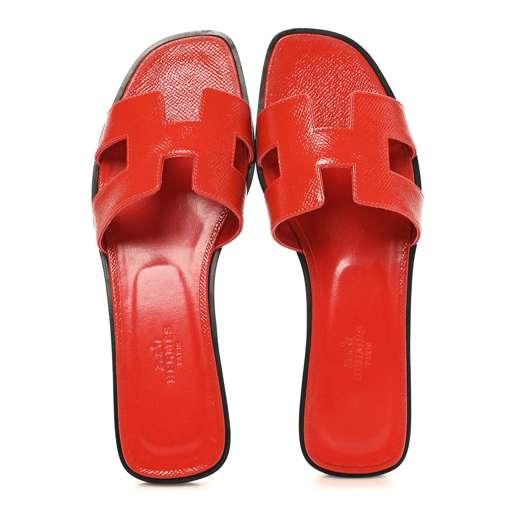 Patent Epsom Oran Sandals 37.5 Jasper Rouge