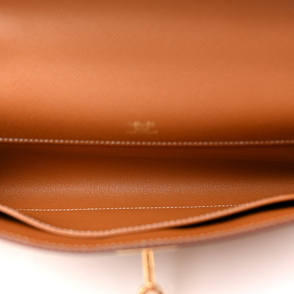 Epsom Kelly Cut Clutch Pochette Gold