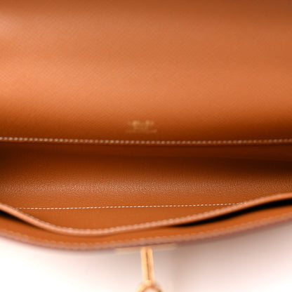 Epsom Kelly Cut Clutch Pochette Gold