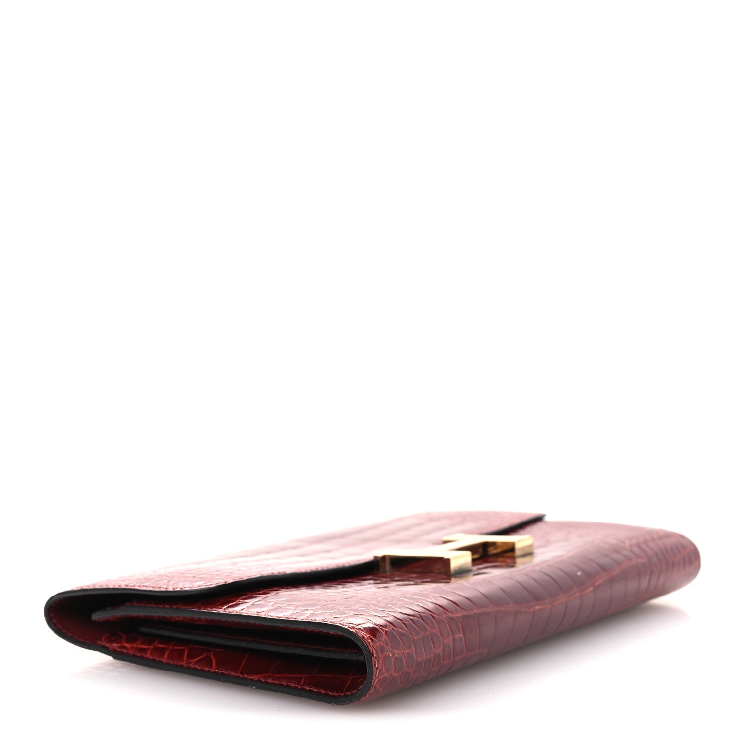 Shiny Alligator Constance Long Wallet Rouge Vif
