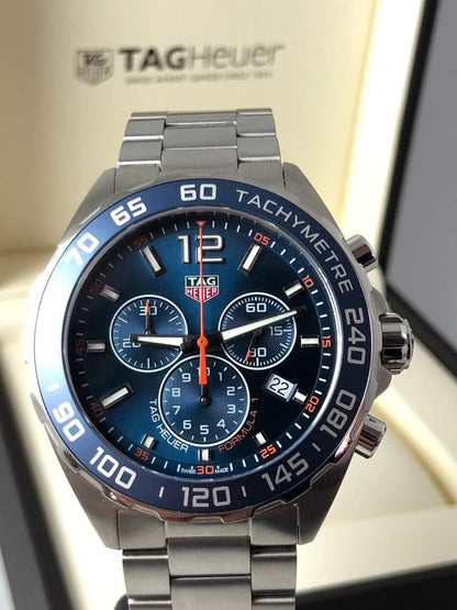 Tag Heuer Formula 1 Chronograph Blue Dial Silver Steel Strap Watch for Men - CAZ1014.BA0842