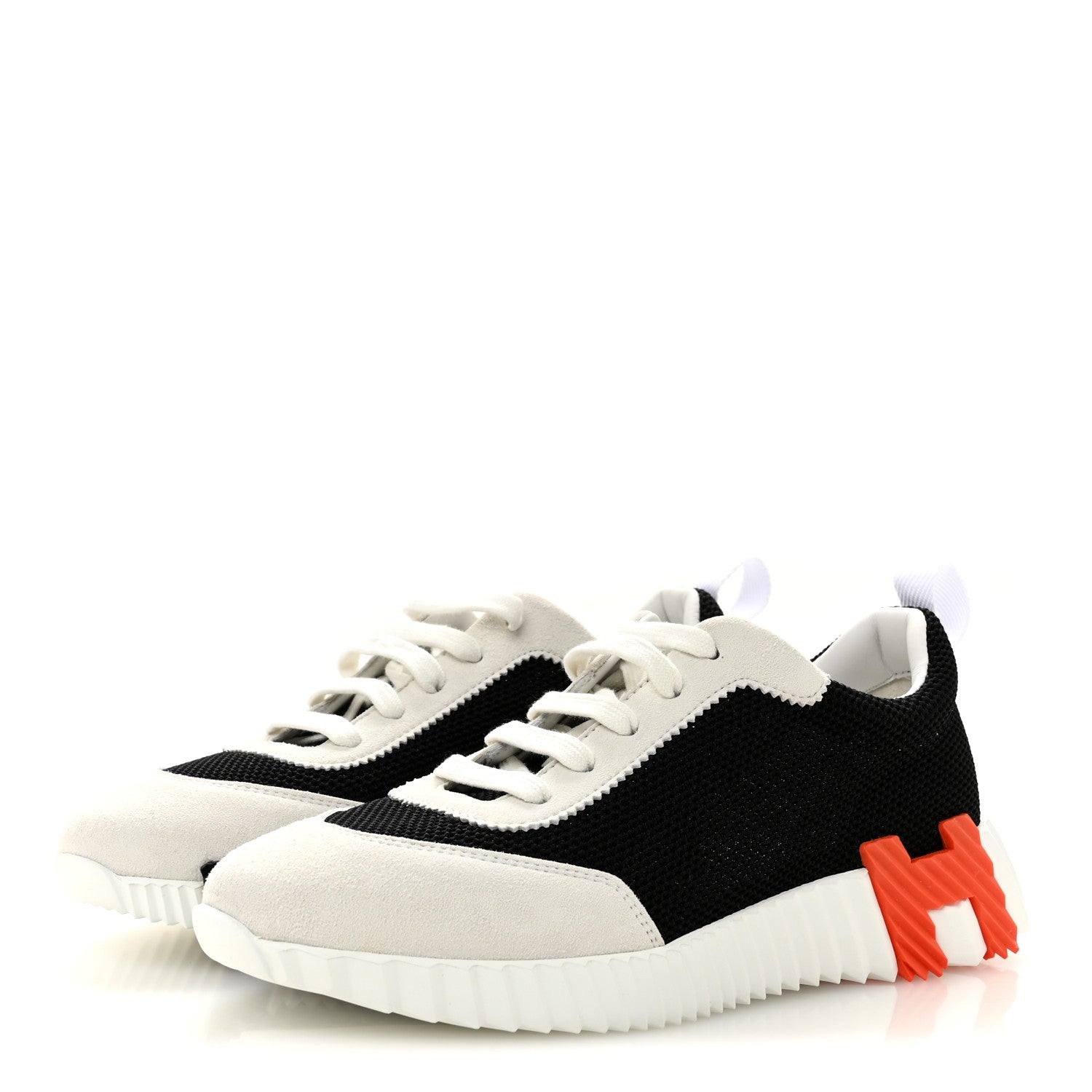 Air Mesh Suede Goatskin Bouncing Sneakers 37 Black Orange