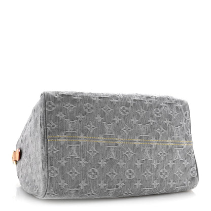 Monogram Denim Speedy Soft 30 Washed Gray