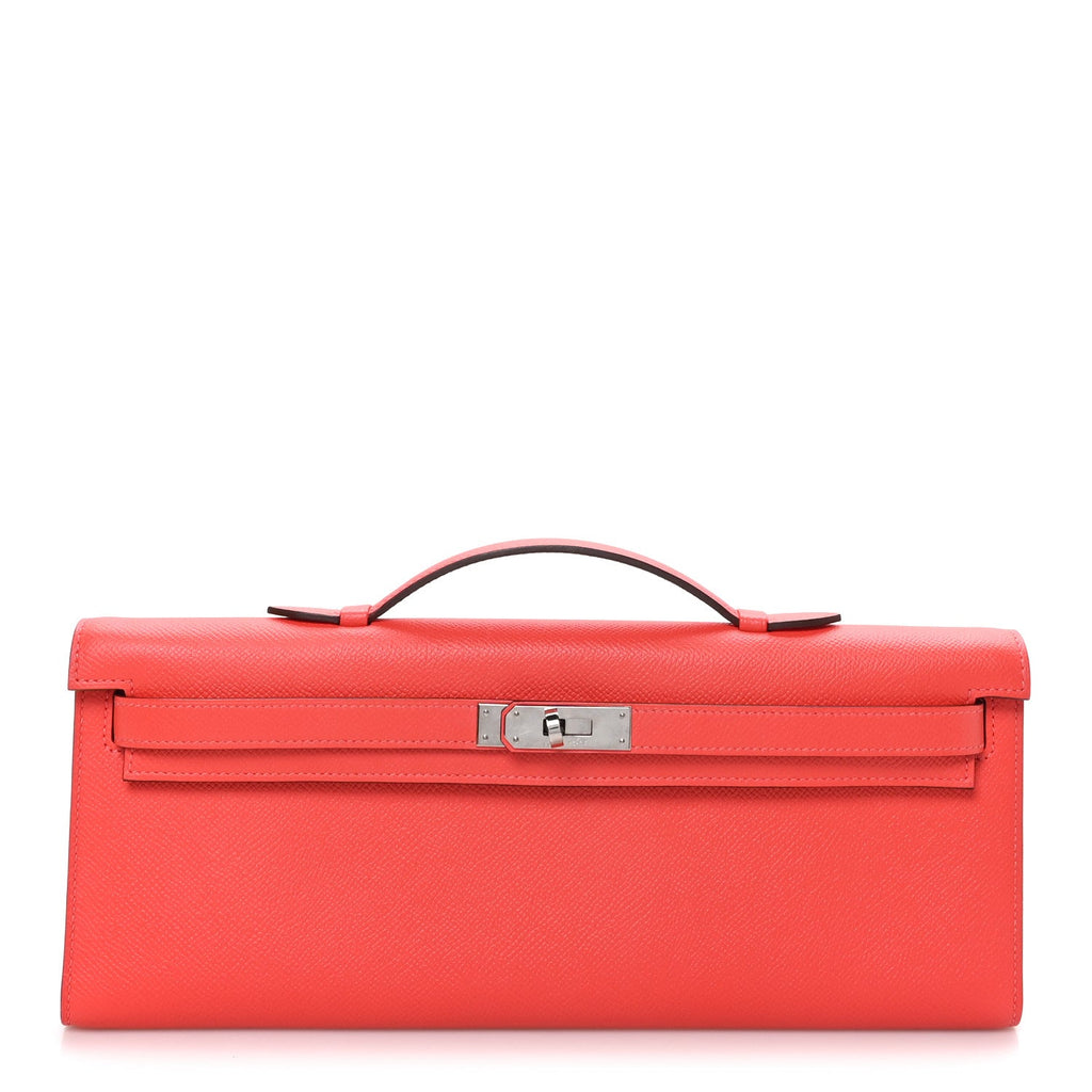Epsom Kelly Cut Clutch Pochette Rose Jaipur