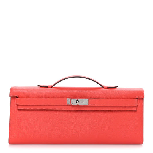 Epsom Kelly Cut Clutch Pochette Rose Jaipur