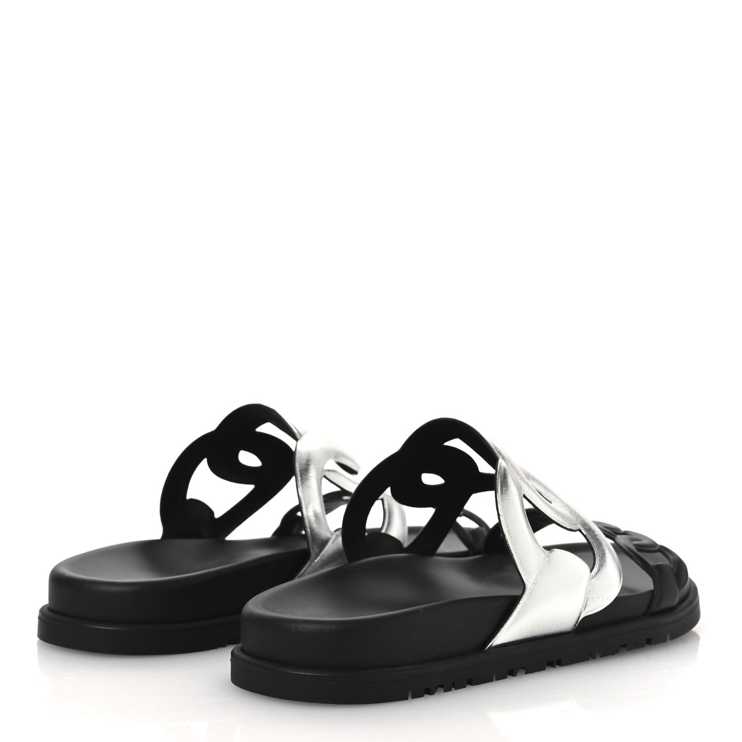 Metallic Nappa Extra Sandals 36 Gris Argente Black