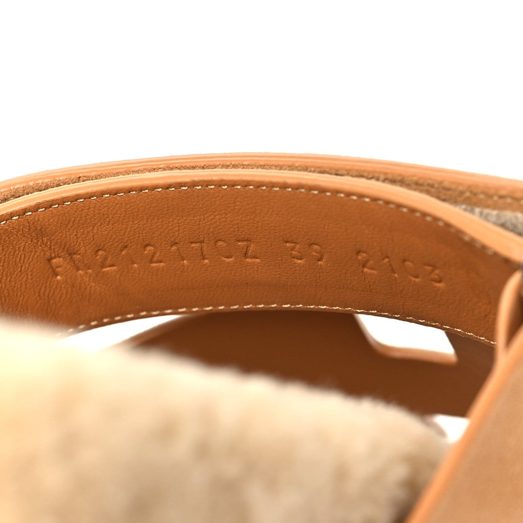 Suede Goatskin Woolskin Womens Chypre Sandals 39 Golden Beige