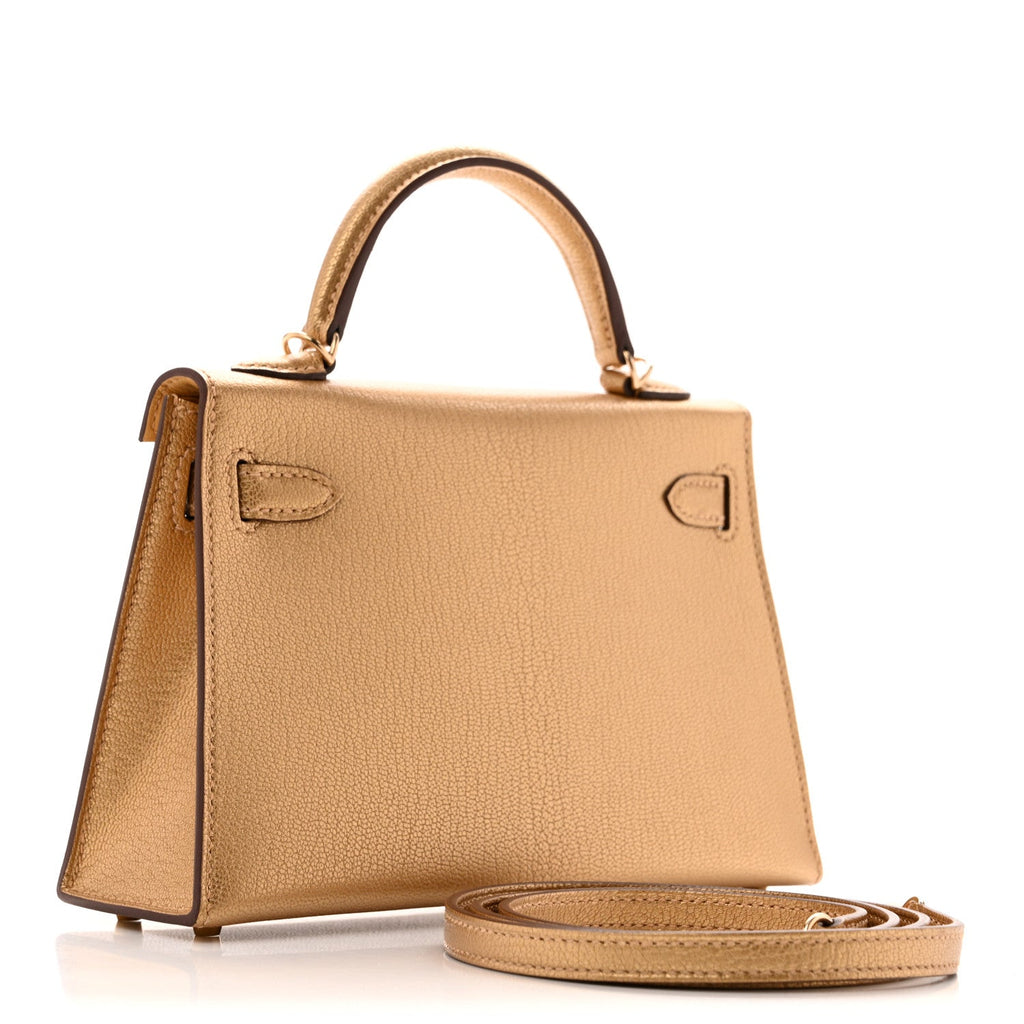 Metallic Chevre Chamkilight Mini Kelly Sellier 20 Dore