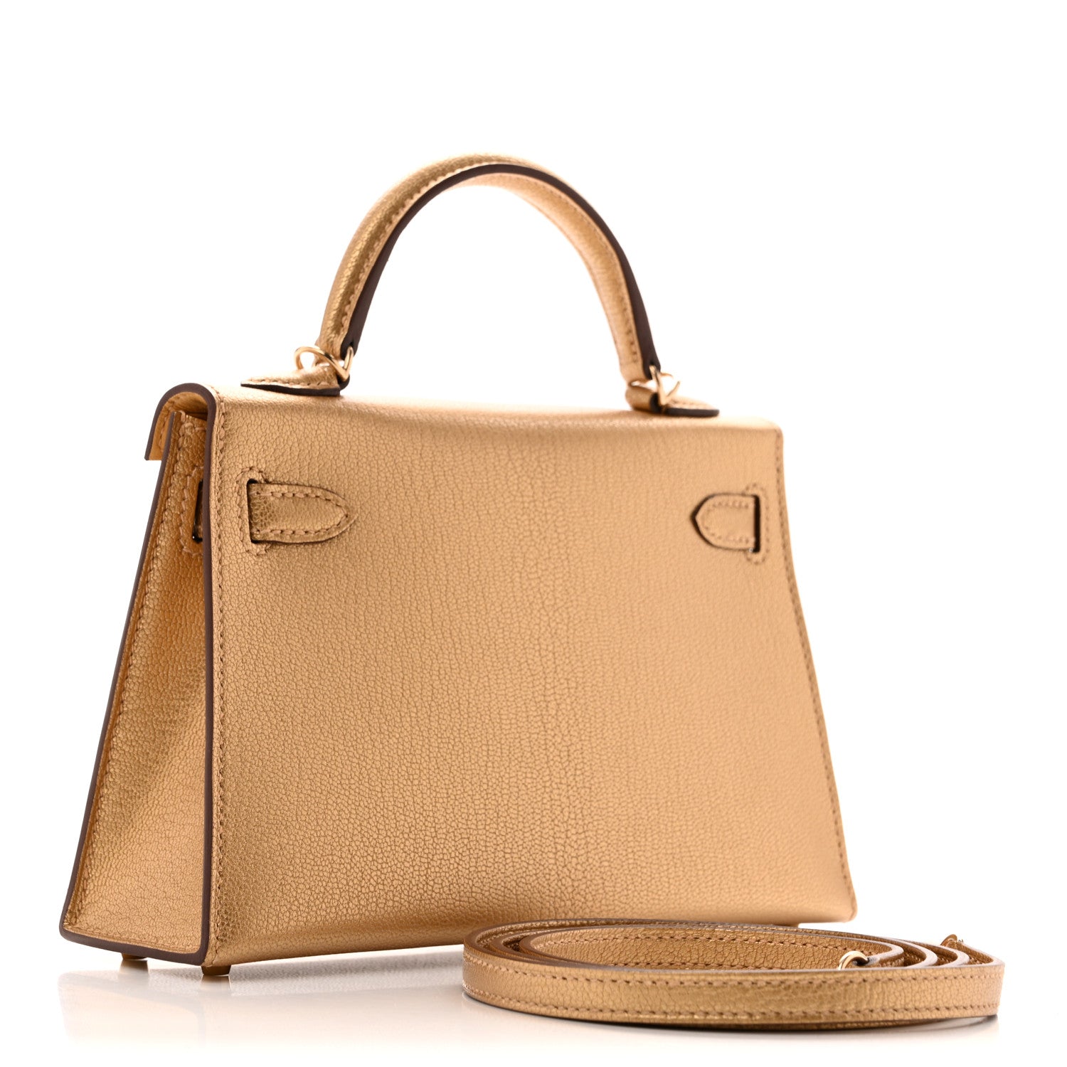 Metallic Chevre Chamkilight Mini Kelly Sellier 20 Dore