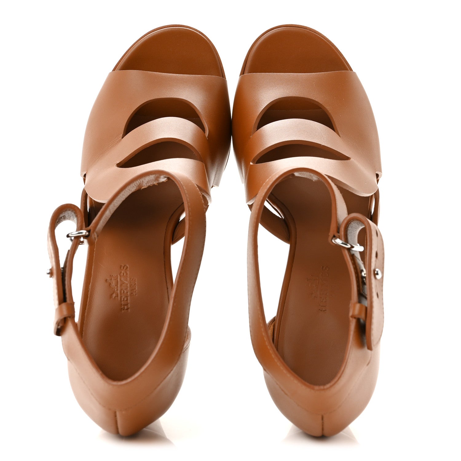 Calfskin Merryl Wedge Sandals 38.5 Naturel
