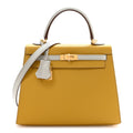 Chevre Mysore Horseshoe Kelly Sellier 25 Jaune Ambre Bleu Glacier