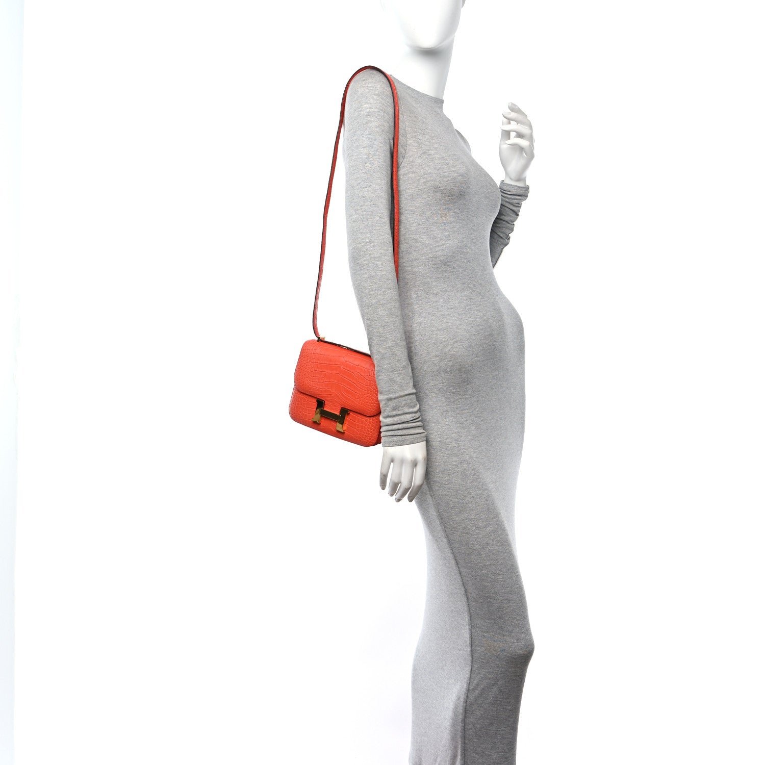 Matte Alligator Constance 18 Rouge Indien