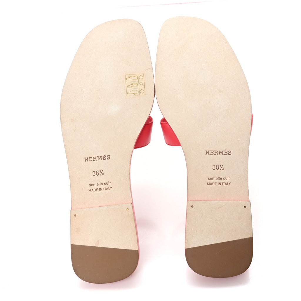 Box Calfskin Oran Sandals 38.5 Rouge Grenadine