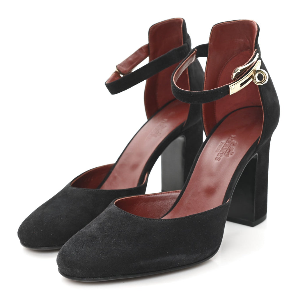 Suede Goatskin Baby 90 Pump 37 Black