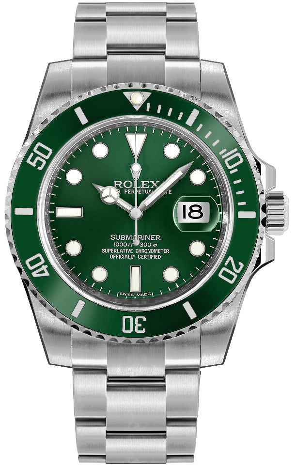 Rolex Submariner Date Hulk Oystersteel Green Dial Men's Watch 116610LV-0002