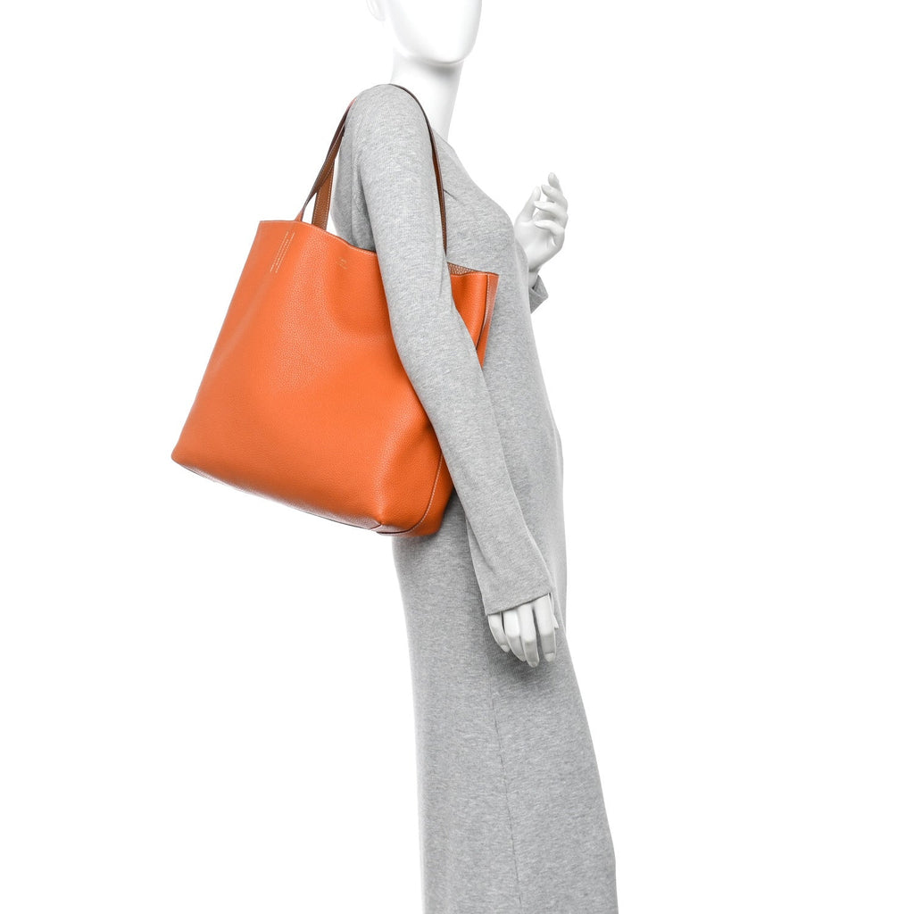 Taurillon Clemence Double Sens 45 Reversible Tote Orange Gold