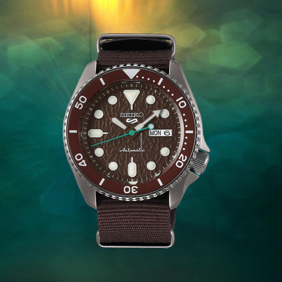 Seiko 5 Sport Automatic Brown Dial Brown Nylon Strap Watch For Men - SRPD85K1