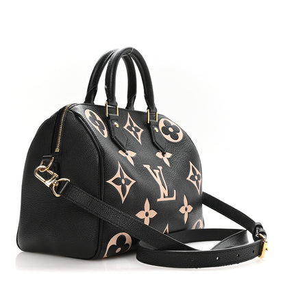 Empreinte Monogram Giant Speedy Bandouliere 25 Black Beige