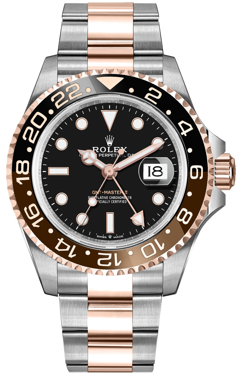 Rolex GMT-Master II Root Beer Rose Gold & Steel Men's Watch 126711CHNR-0002