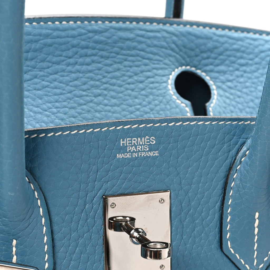 Taurillon Clemence Birkin 30 Blue Jean