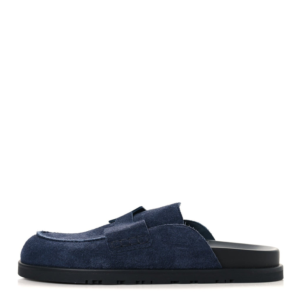 Suede Calfskin Mens Go Mules 40 Bleu Celeste