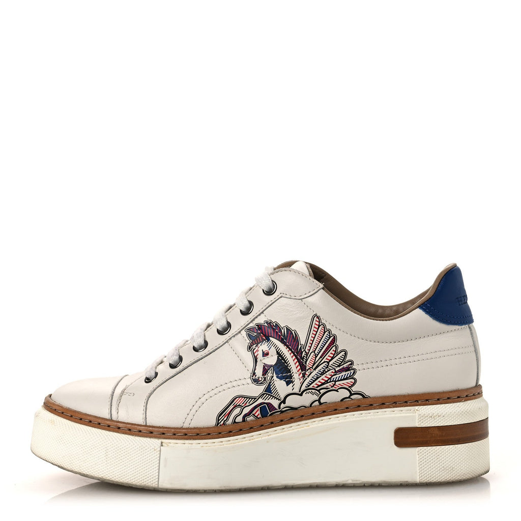 Calfskin Pegase Pop Polo Sneakers 38 Multicolor White
