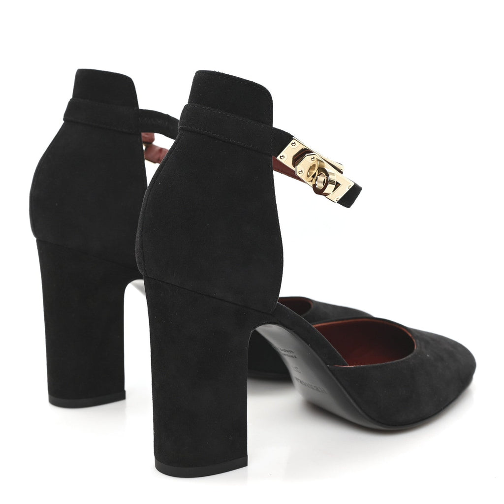 Suede Goatskin Baby 90 Pump 37 Black