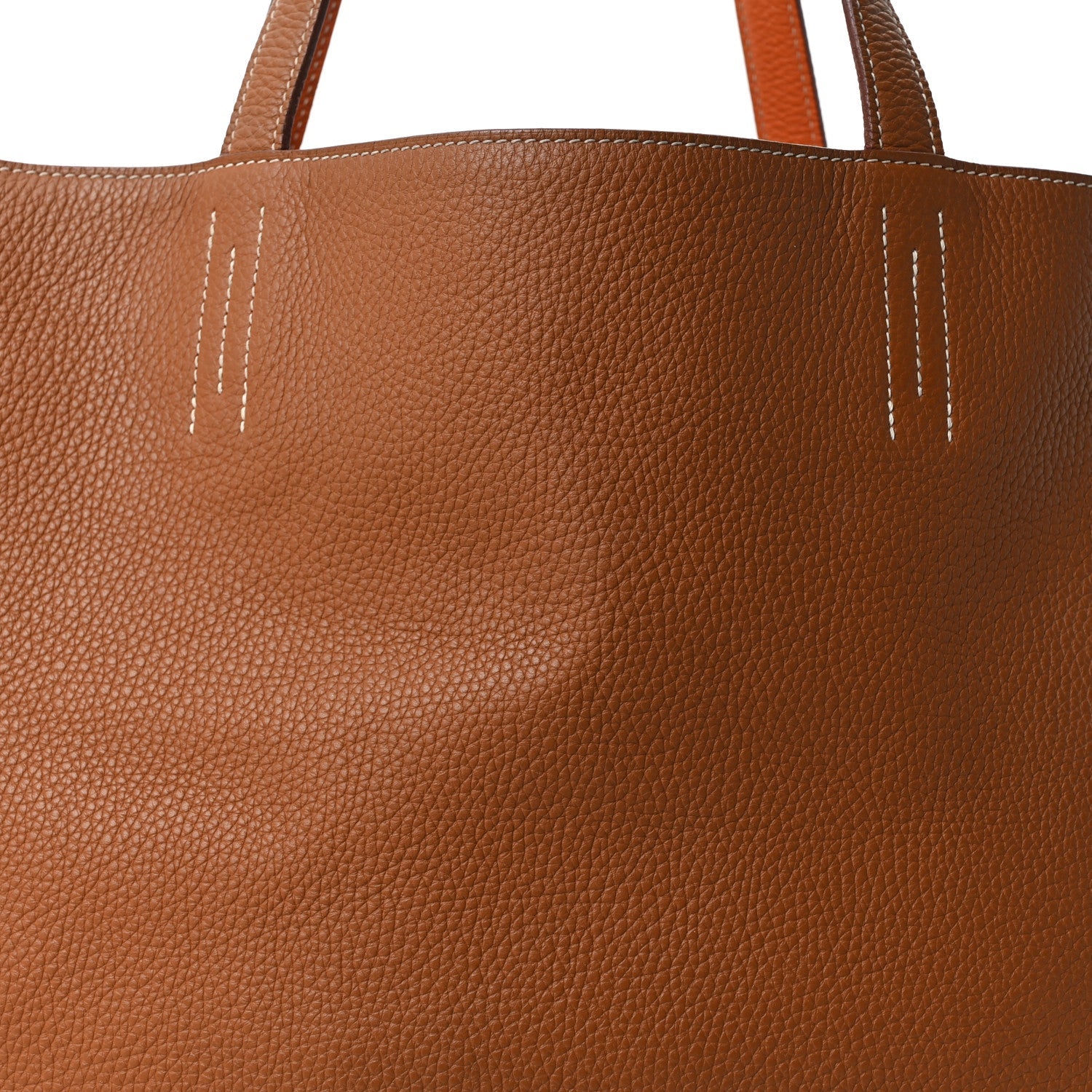 Taurillon Clemence Double Sens Reversible Tote Orange Gold