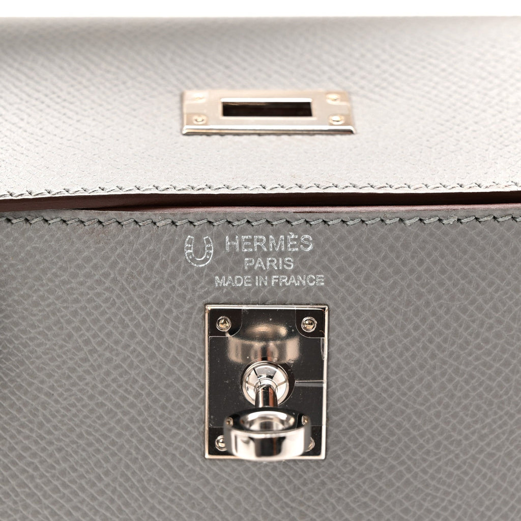 Epsom Bi-Color Horseshoe Kelly Sellier 25 Gris Mouette Craie