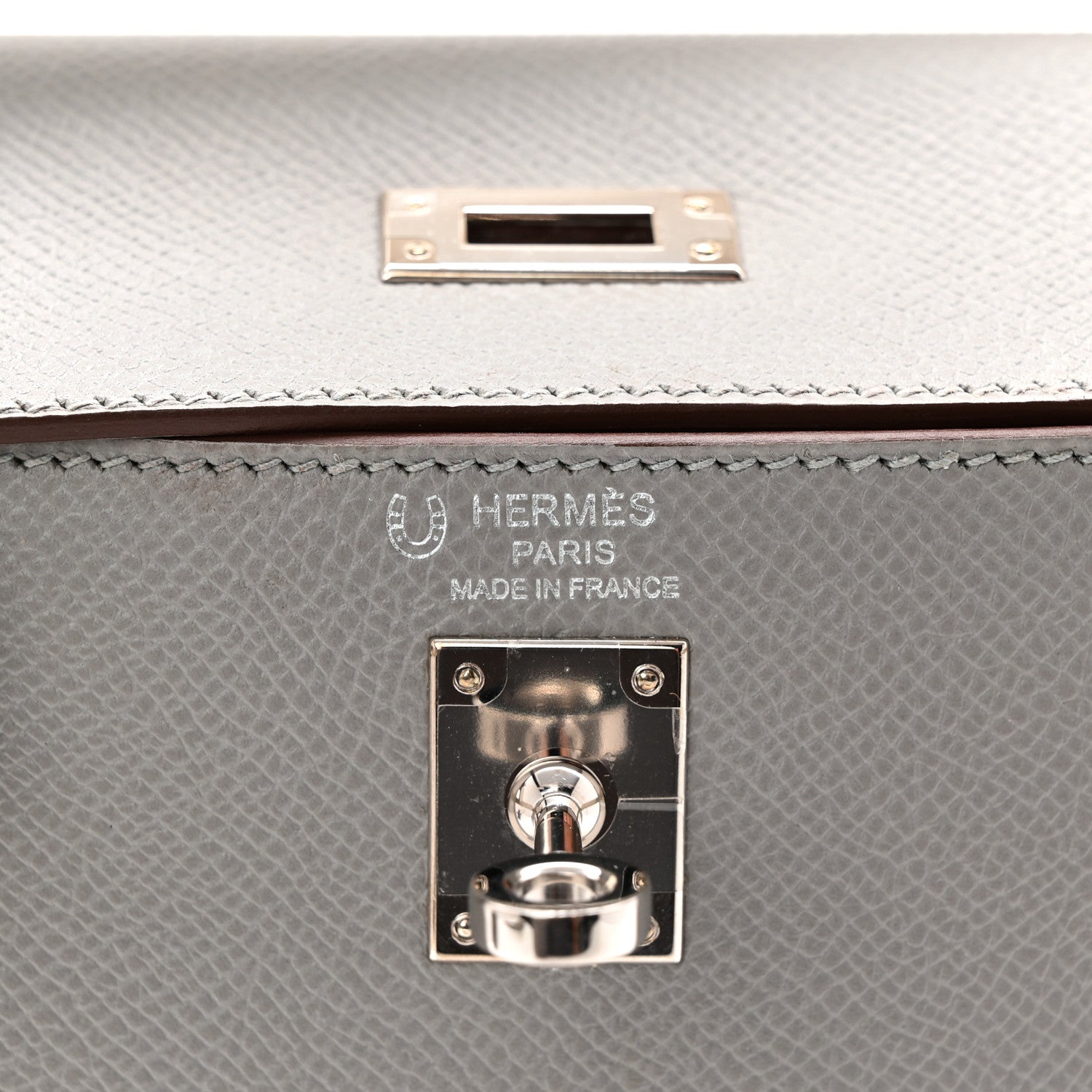 Epsom Bi-Color Horseshoe Kelly Sellier 25 Gris Mouette Craie