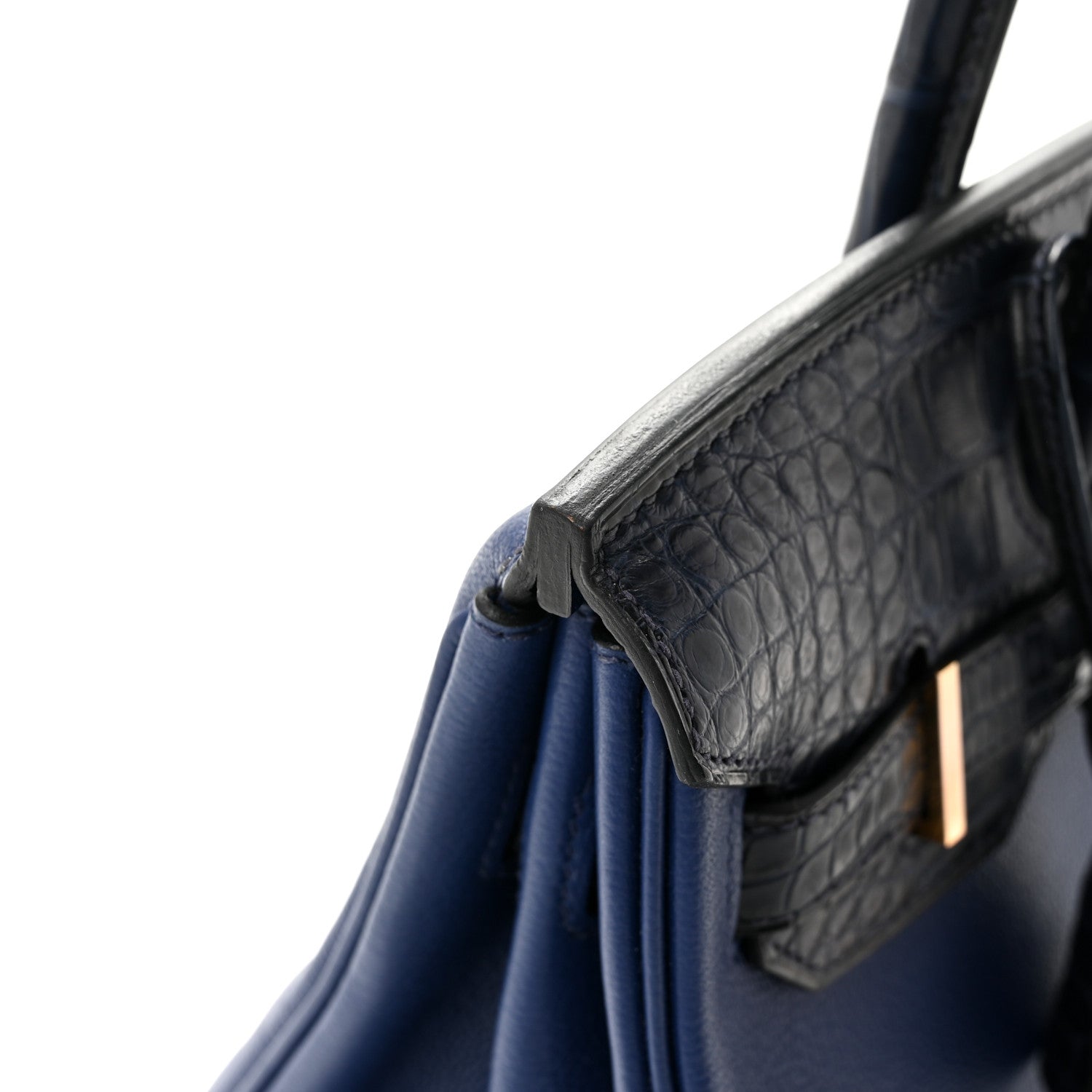 Taurillon Novillo Matte Alligator Birkin Touch 30 Bleu Saphir Bleu Marine