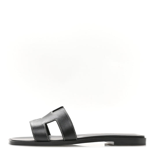 Box Calfskin Oran Sandals 36.5 Black