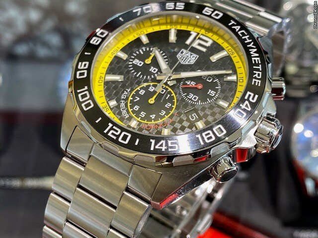 Tag Heuer Formula 1 Chronograph Black Dial Silver Steel Strap Watch for Men- CAZ101AC.BA0842