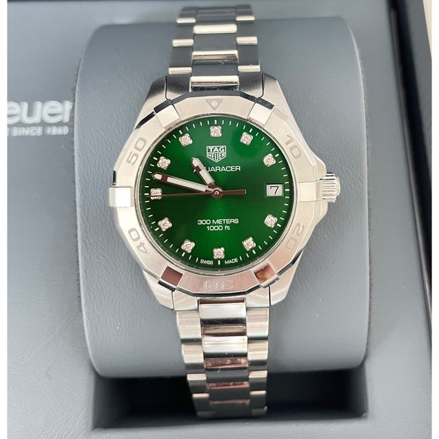Tag Heuer Aquaracer Diamonds Emerald Green Dial Watch for Women - WBD1316.BA0740