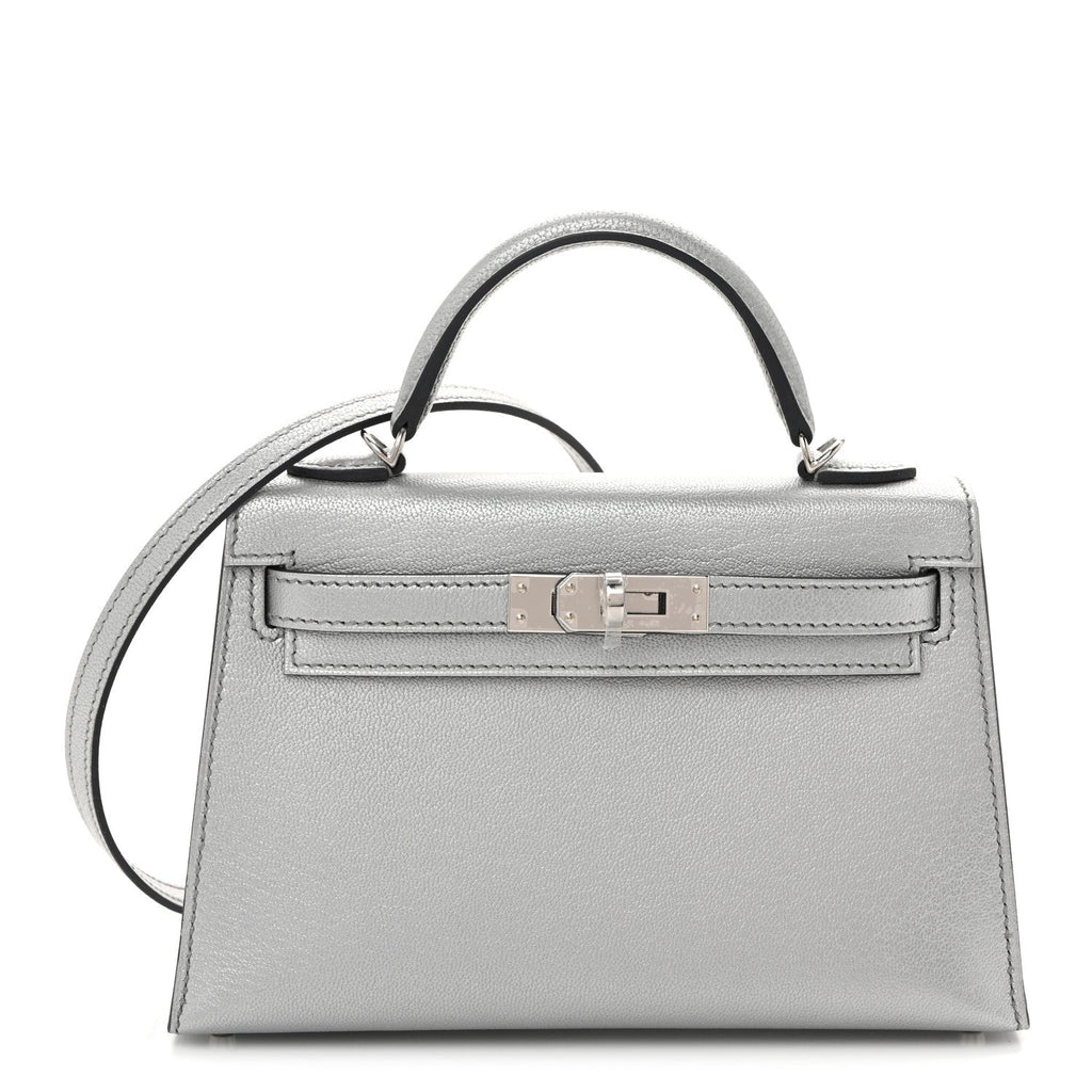 Metallic Chevre Chamkilight Mini Kelly Sellier 20 Argent