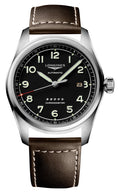 Longines Spirit Automatic COSC Stainless Steel Black Dial Brown Leather Strap Date Mens Watch L3.811.4.53.0