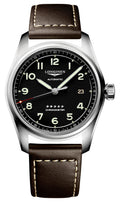 Longines Spirit Automatic COSC Stainless Steel Black Dial Brown Leather Strap Date Mens Watch L3.810.4.53.0
