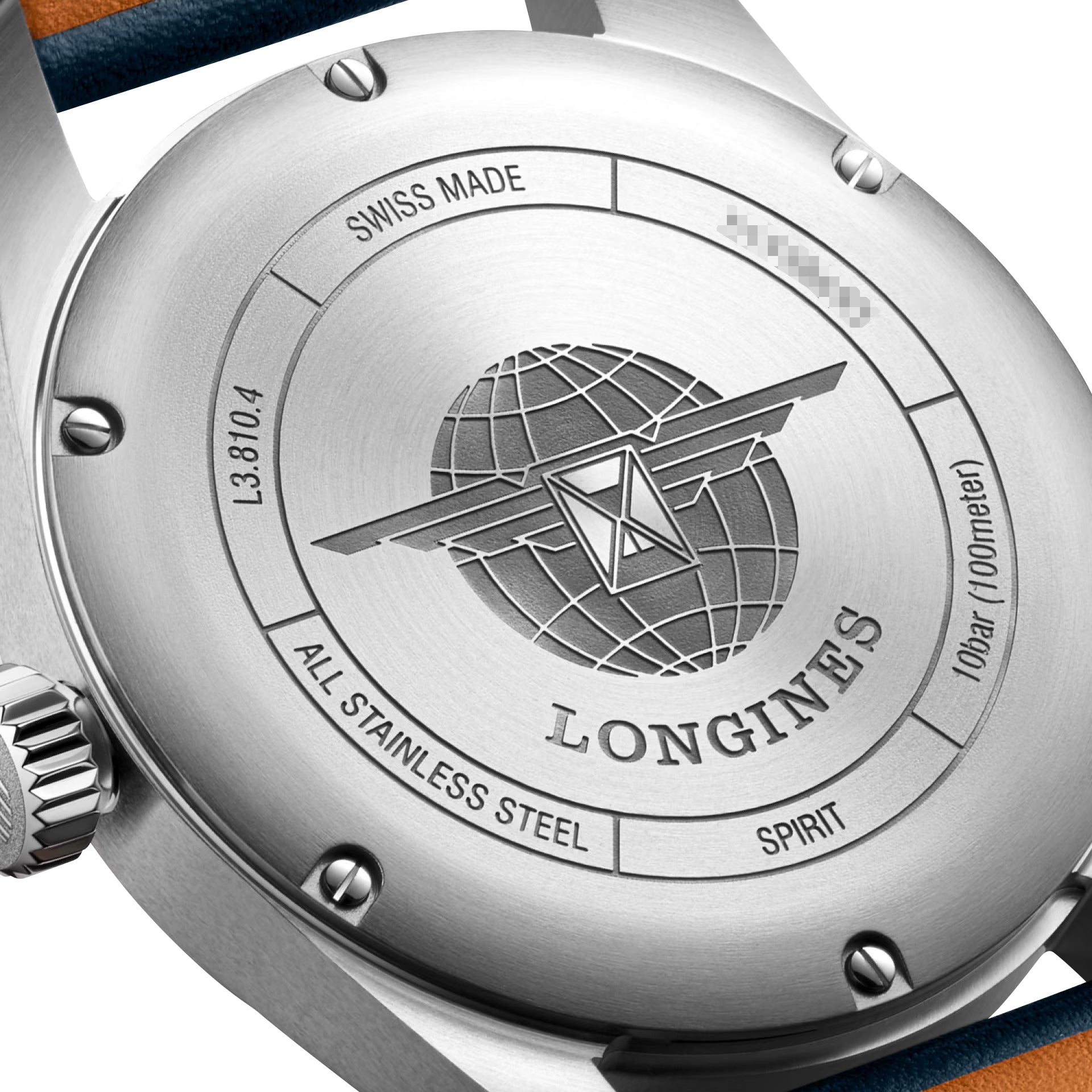 Longines Spirit Automatic COSC Stainless Steel Blue Dial Blue Leather Strap Date Mens Watch L3.810.4.93.0