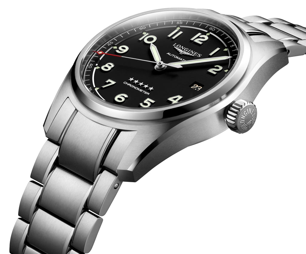 Longines Spirit Prestige Edition Automatic COSC Stainless Steel Black Dial Interchangeable Brown Leather/NATO Strap Date Mens Watch L3.810.4.53.9