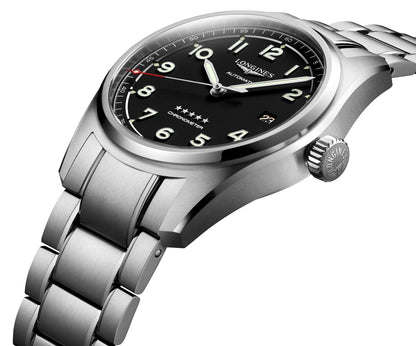Longines Spirit Prestige Edition Automatic COSC Stainless Steel Black Dial Interchangeable Brown Leather/NATO Strap Date Mens Watch L3.810.4.53.9