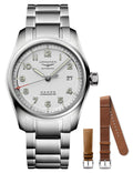 Longines Spirit Prestige Edition Automatic COSC Stainless Steel Silver Dial Interchangeable Brown Leather/NATO Strap Date Mens Watch L3.810.4.73.9