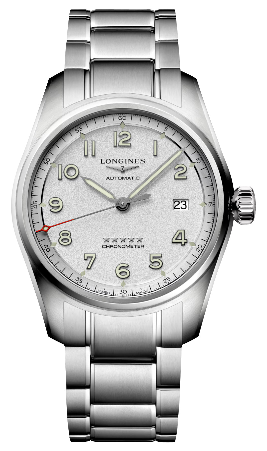 Longines Spirit Prestige Edition Automatic COSC Stainless Steel Silver Dial Interchangeable Brown Leather/NATO Strap Date Mens Watch L3.810.4.73.9