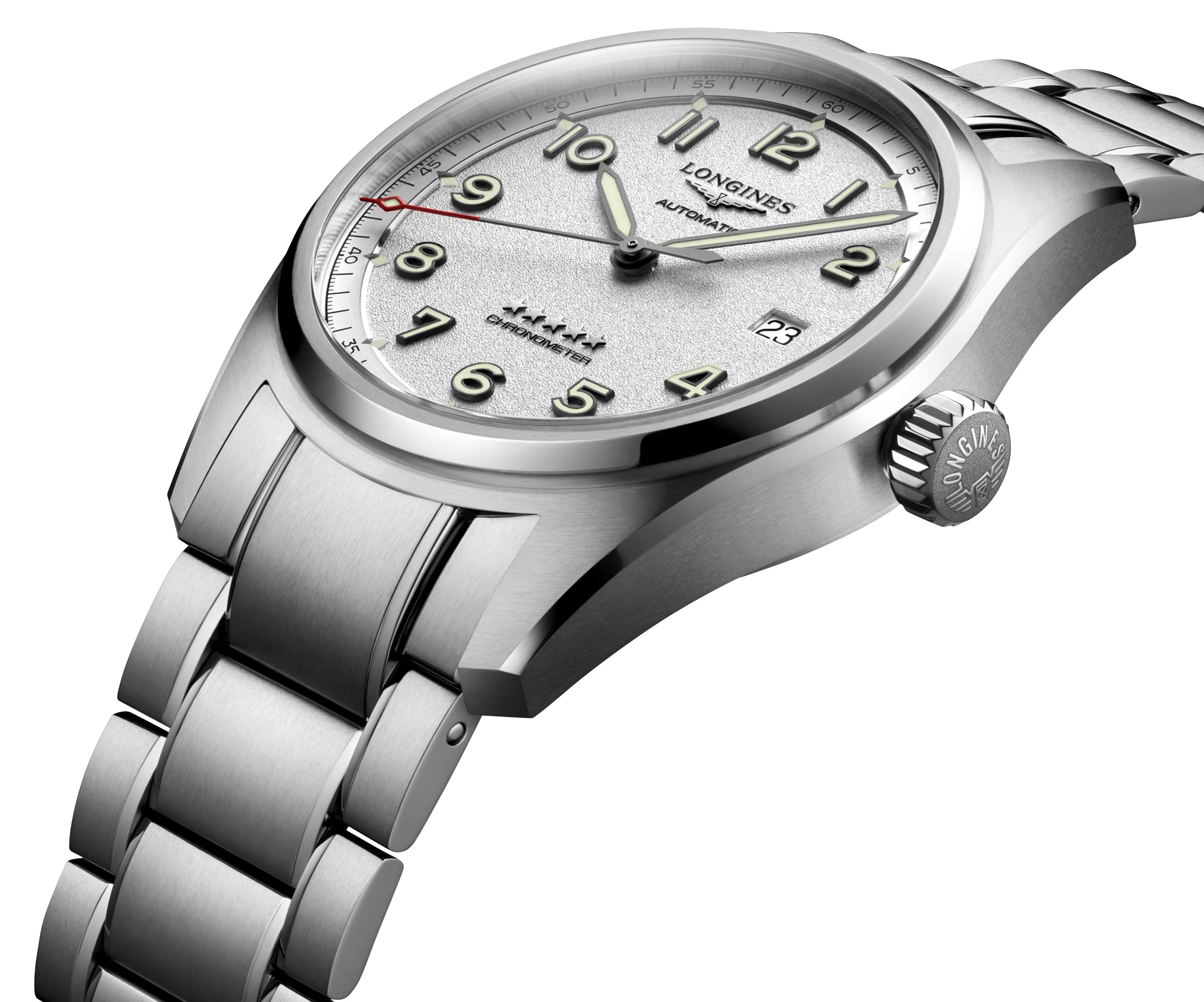 Longines Spirit Prestige Edition Automatic COSC Stainless Steel Silver Dial Interchangeable Brown Leather/NATO Strap Date Mens Watch L3.810.4.73.9