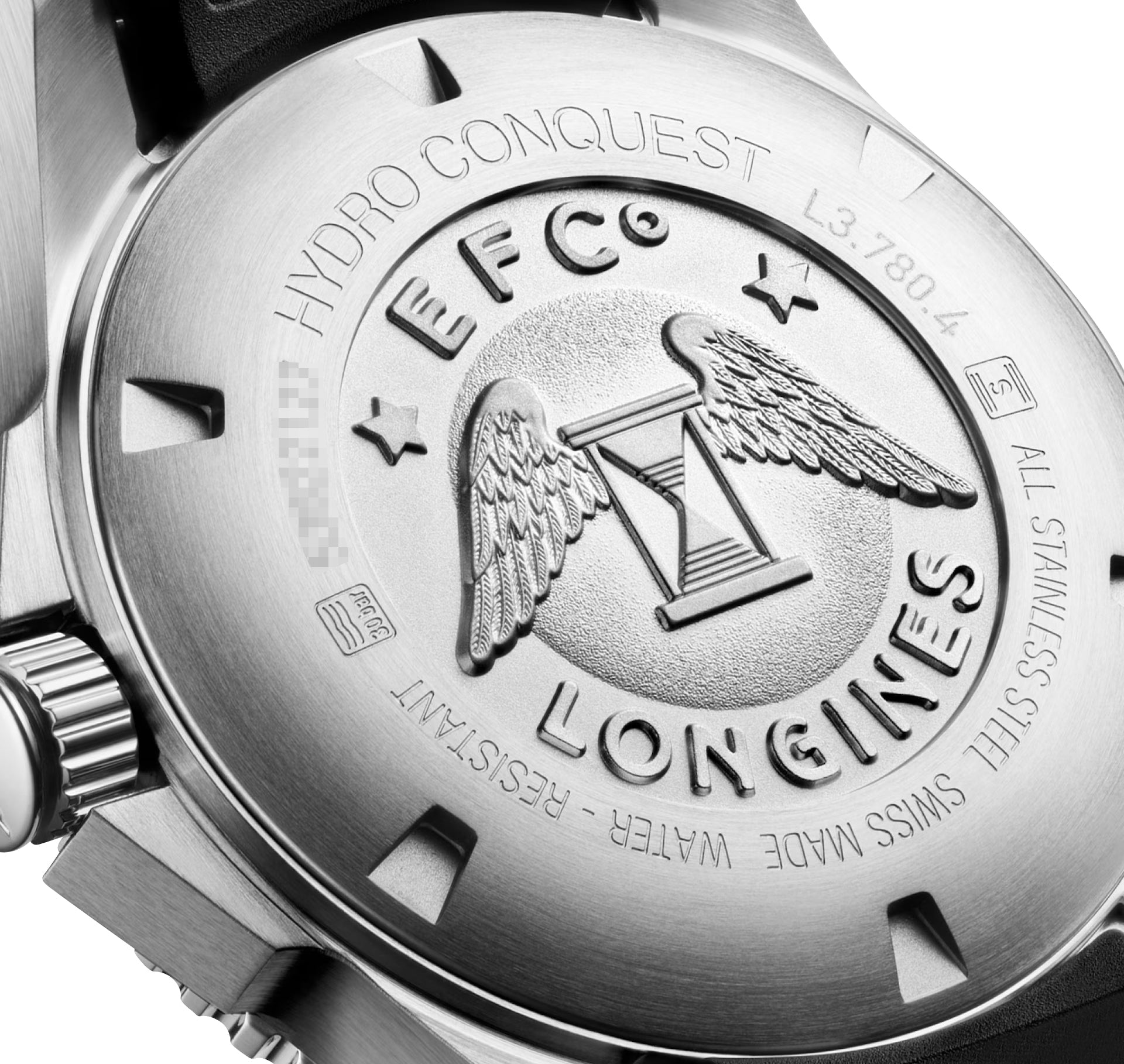 Longines HydroConquest Automatic Stainless Steel Black Dial Black Rubber Strap Date Divers Mens Watch L3.780.4.56.9