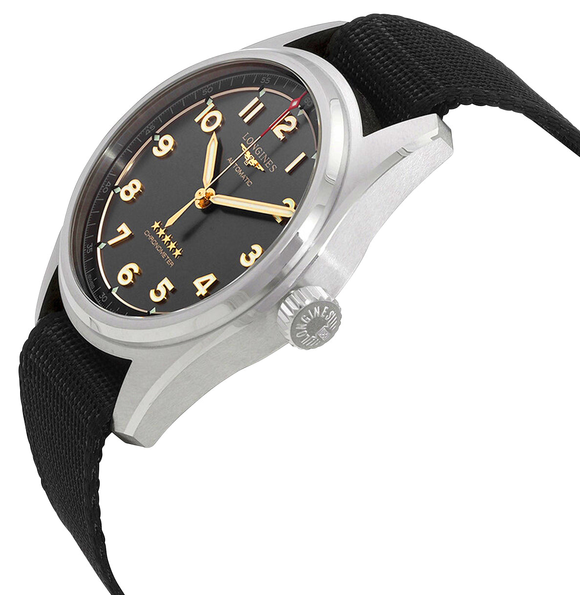 Longines Spirit Automatic COSC Titanium Gray Dial Black Nylon Strap Mens Watch L3.810.1.53.2