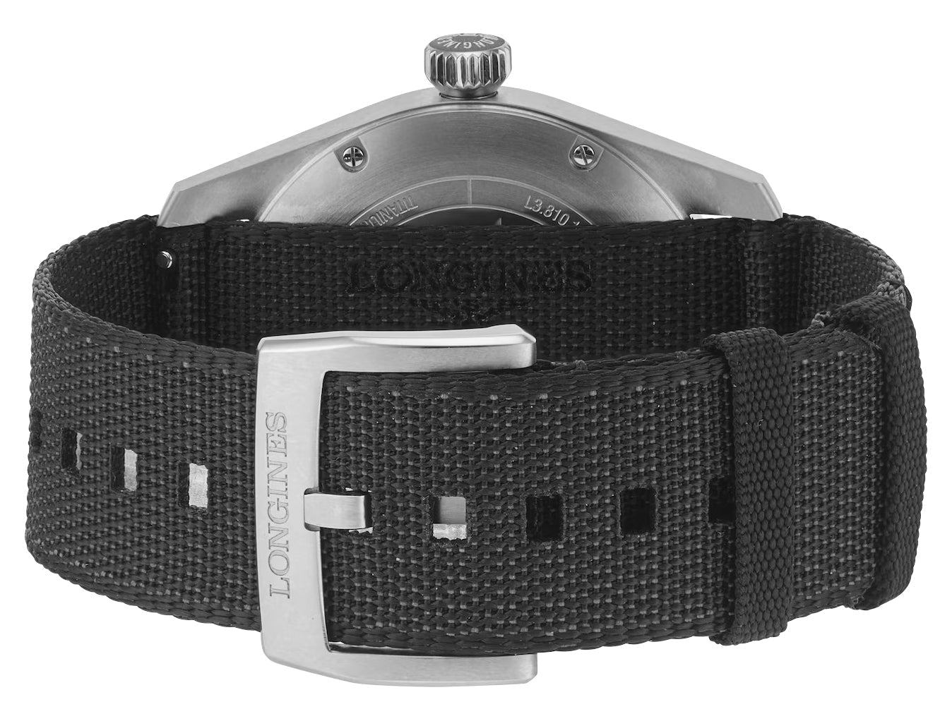 Longines Spirit Automatic COSC Titanium Gray Dial Black Nylon Strap Mens Watch L3.810.1.53.2