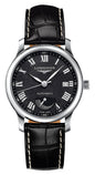Longines Master Collection Automatic Stainless Steel Black Dial Black Leather Strap Date Power Reserve Mens Watch L2.708.4.51.7
