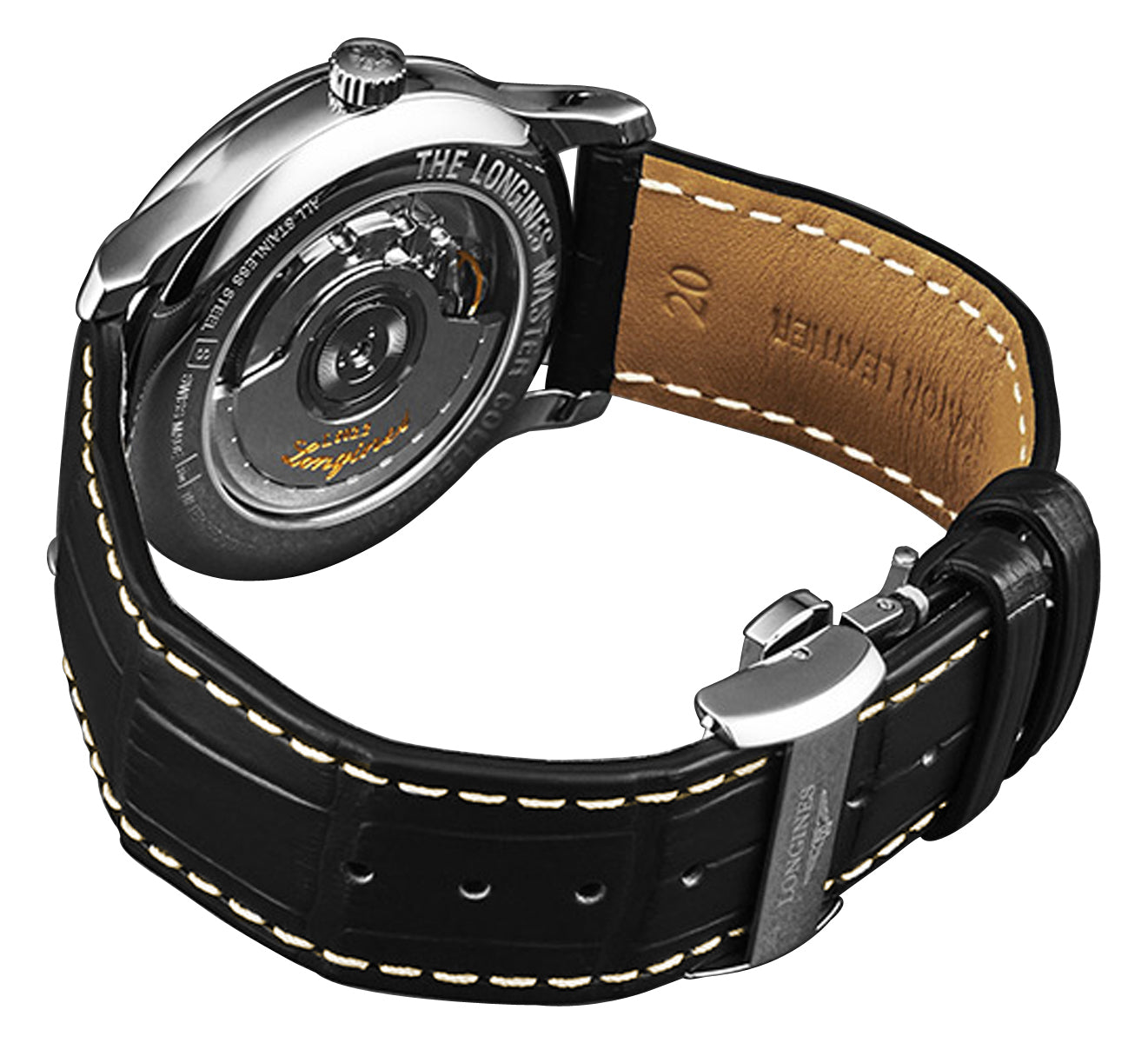Longines Master Collection Automatic Stainless Steel Black Dial Black Leather Strap Date Power Reserve Mens Watch L2.708.4.51.7